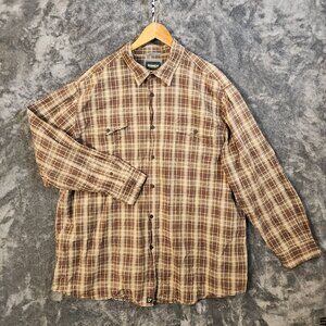 Outdoor Life Shirt Men 3XL Tall Brown Button Down Long Sleeve Pockets Casual